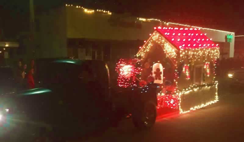 Lighted Christmas parade in Grand Saline, Texas